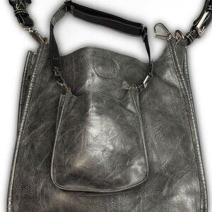 Gray Leather Crossbody Shoulder